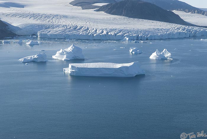 ArcticQ_20080829_155028_894_20.jpg - Seen from a helicopter, the face of this glacier seems both small and quiet, but it's calved a lot of icebergs.  Cape York, Nunavut, Canada.