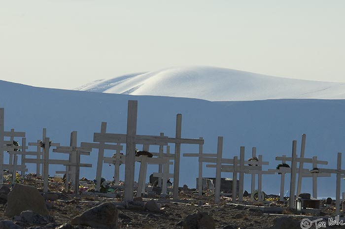 ArcticQ_20080830_091158_663_2X.jpg - Arctic cemeteries are always stark and forbidding, and in most communities child and infant mortality is very high.  Qaanaaq Greenland.