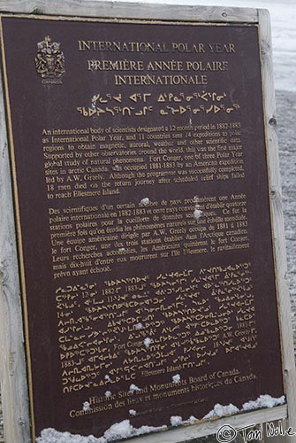 ArcticQ_20080901_095928_312_20.jpg - Something few have seen; the plaque commemorating the ill-fated Greely expedition.  Only 13 ships have made it this far up the strait, ours being the most recent.  Fort Conger, Ellesmere Island, Canada.