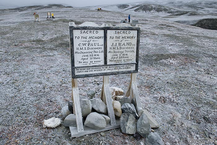 ArcticQ_20080901_100616_321_20.jpg - Polar graves are always particularly sad.  This pair died even before the Greely expedition arrived, as a part of the first explorations of Ellesmere Island.  Fort Conger, Ellesmere Island, Canada.