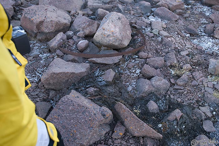 ArcticQ_20080903_173358_149_20.jpg - The Greeley expedition retreated here to Pim Island, Nunavut, Canada in the fall of 1883 expecting relief, but were forced to winter over with no food except lichen, shoe leather and (reportedly) human flesh from the dead.  A total of 18 of the 25 in the expedition died, and one of the remaining 7 died shortly after rescue.  Sail cloth and other relics remain.