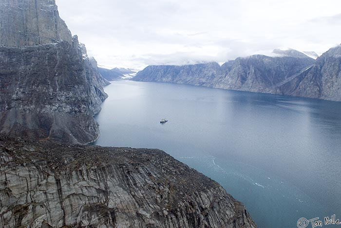 ArcticQ_20080906_111824_276_20.jpg - The Kapitan Klebnikov in Sam Ford Fjord, as seen from one of the helicopters.  Baffin Island, Nunavut, Canada.