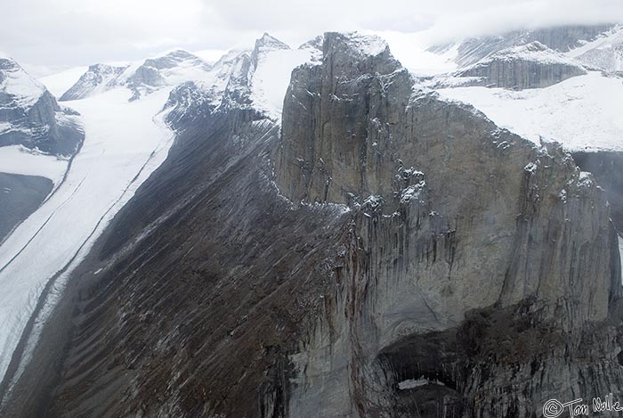 ArcticQ_20080906_112218_371_20.jpg - A glacier winds down from an ice field to Sam Ford Fjord Baffin Island, Nunavut, Canada.